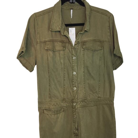 Young Fabulous and Broke Jumpsuit Womens L Olive Button Up Ankle Khari Utility - Picture 5 of 10